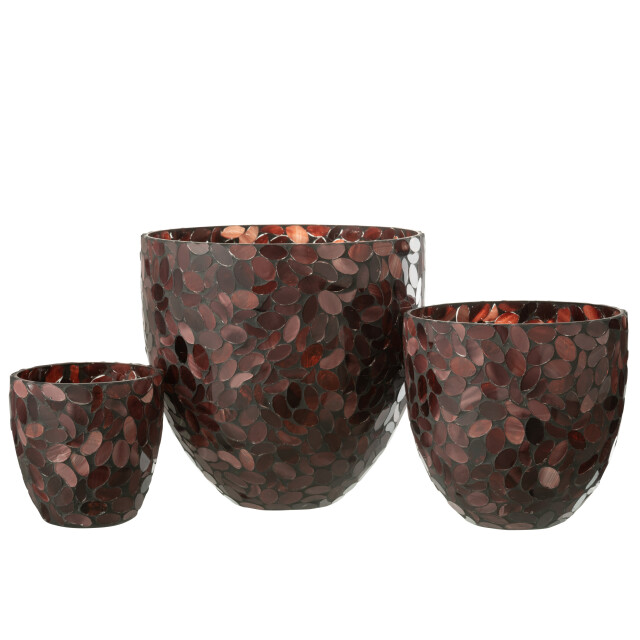 J-Line windlicht mozaiek glas bordeaux large 20x20x20cm 3013726 large