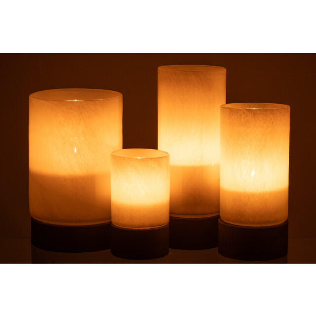 J-Line windlicht/vaas ray glas/wilg /zwart extra large 14.5x14.5x36.5cm 2998522 large