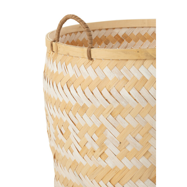 J-Line set van 3 mand patronen handvaten bamboe /wit 40x40x37cm 3005060 large