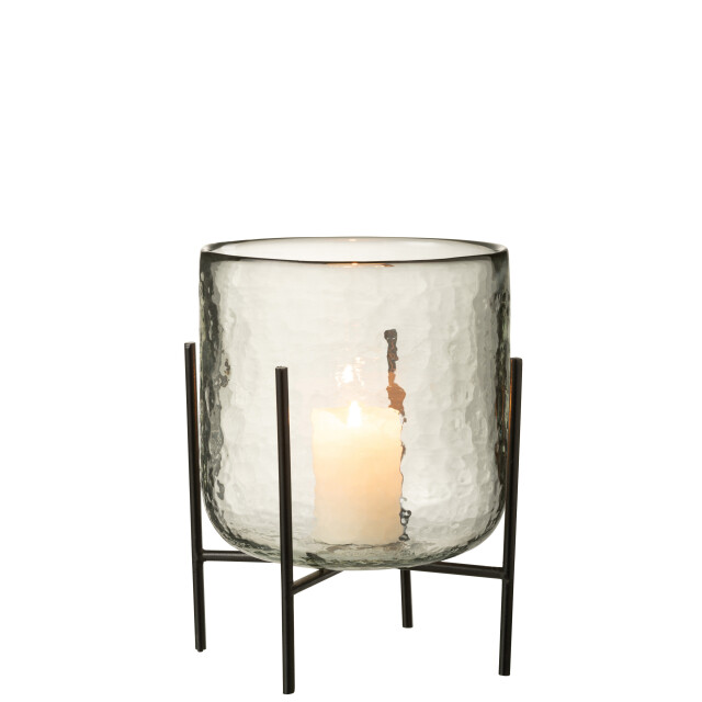 J-Line windlicht staand glas/ijzer large 17x17x23cm 3013705 large
