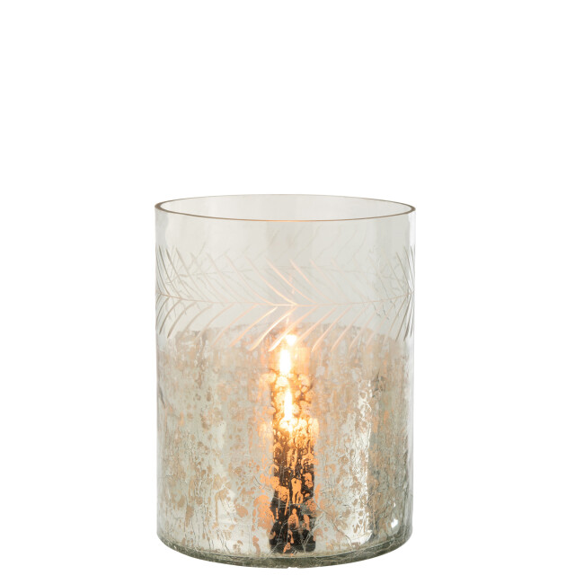 J-Line windlicht klassiek crackle glas /zilver large - 3013759 large