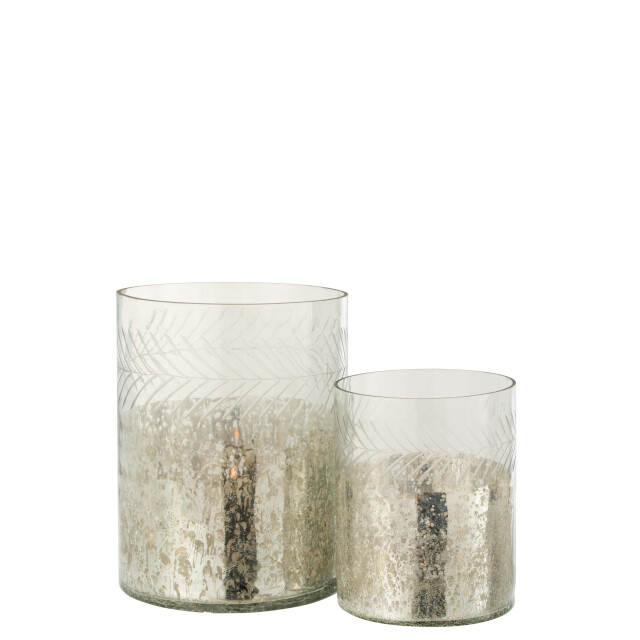 J-Line windlicht klassiek crackle glas /zilver large - 3013759 large