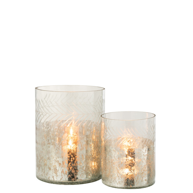 J-Line windlicht klassiek crackle glas /zilver large - 3013759 large