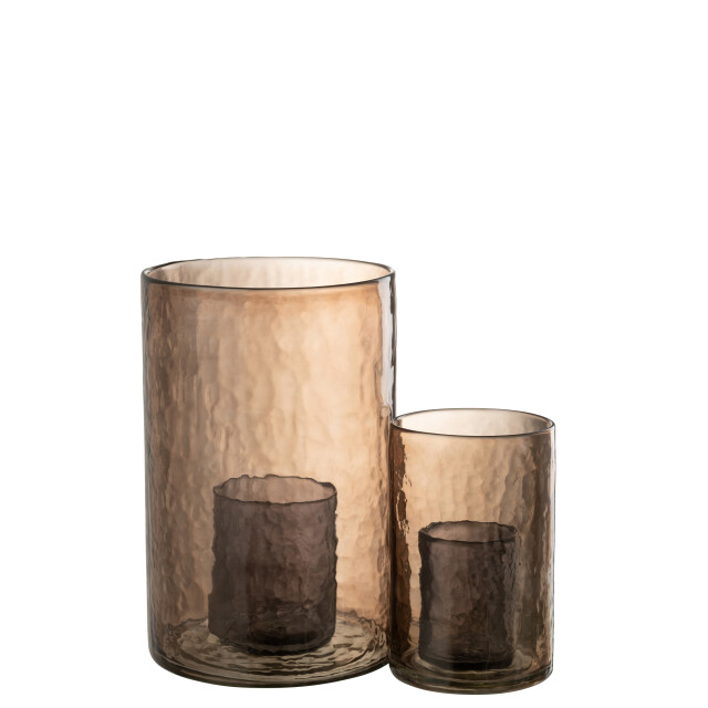 J-Line windlicht dubbel glas oker large 20.5x20.5x30.5cm 3013741 large