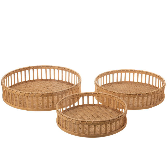 J-Line set van 3 plateau rond bamboe 46x46x11cm 2999934 large