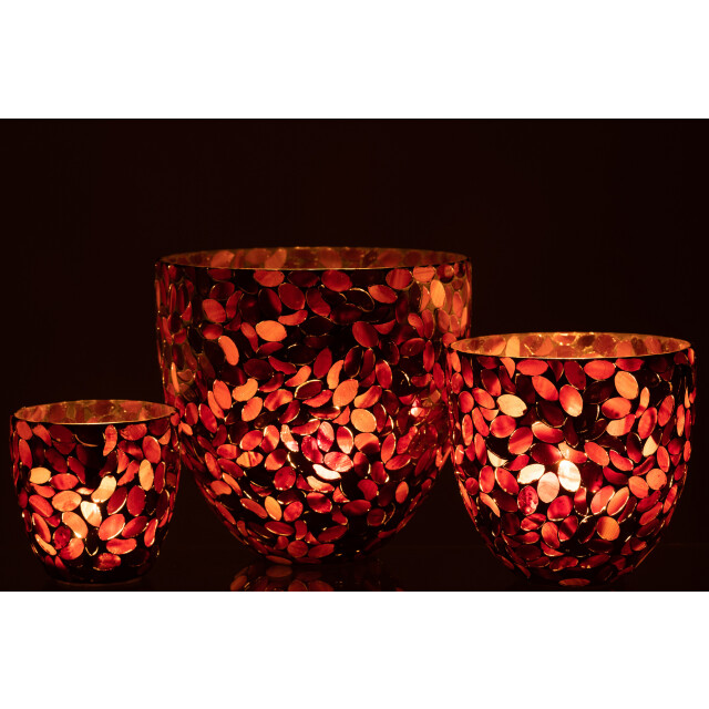 J-Line windlicht mozaiek glas bordeaux large 20x20x20cm 3013726 large
