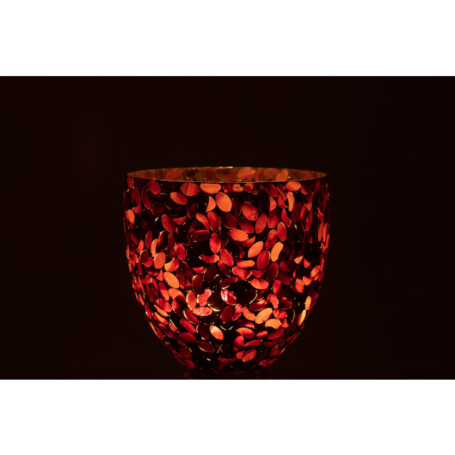 J-Line windlicht mozaiek glas bordeaux large 20x20x20cm 3013726 large