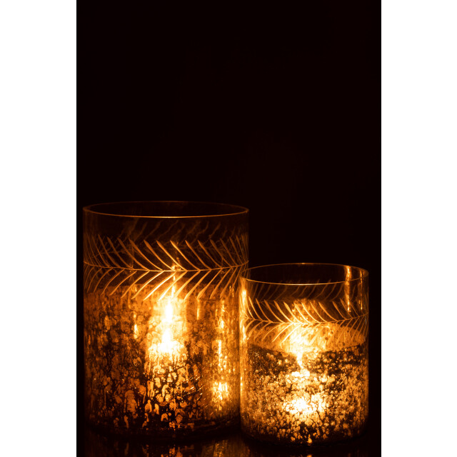 J-Line windlicht klassiek crackle glas /zilver large - 3013759 large