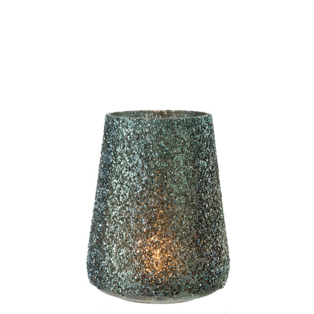 J-Line windlicht glitter glas donker large 17x17x23cm 3013767 large