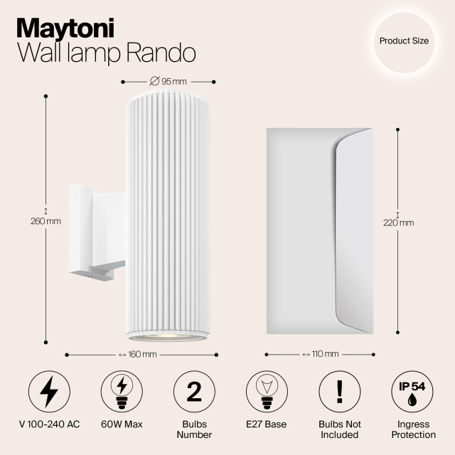 Maytoni Outdoor wandlamp rando - Ø9,5 2994911 large