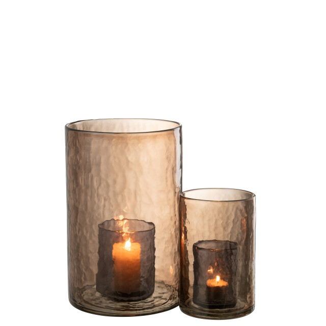 J-Line windlicht dubbel glas oker large 20.5x20.5x30.5cm 3013741 large