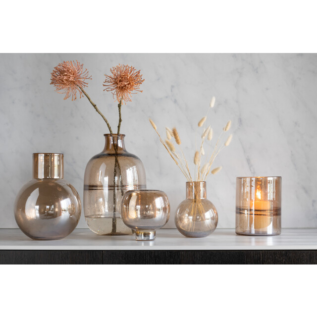 J-Line vaas bol met hals glas amber small 14.5x14.5x19cm 2997459 large