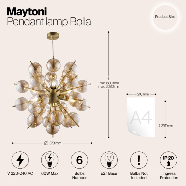 Maytoni hanglamp bolla messing Ø57,3 2993441 large