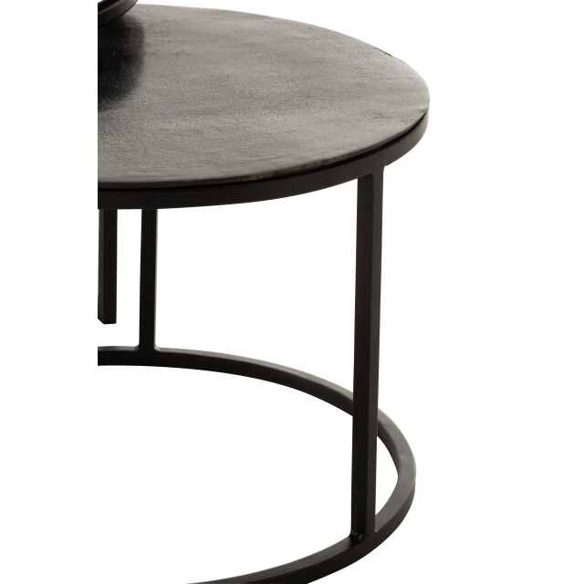 J-Line set 3 bijzettafels rond oxidize aluminium/ijzer antiek /groen - 2999845 large