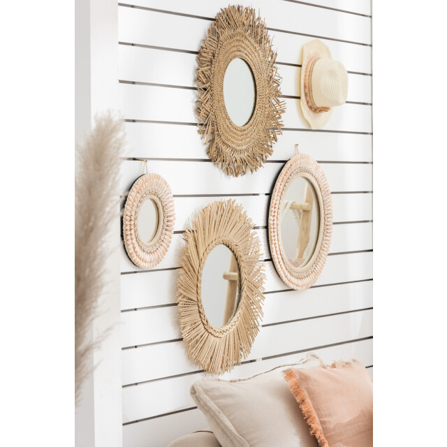 J-Line spiegel mona schelpen licht rose large 52x52x3cm 3005267 large
