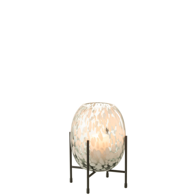 J-Line vaas op voet spikkel glas /wit small 14x14x22cm 2997599 large