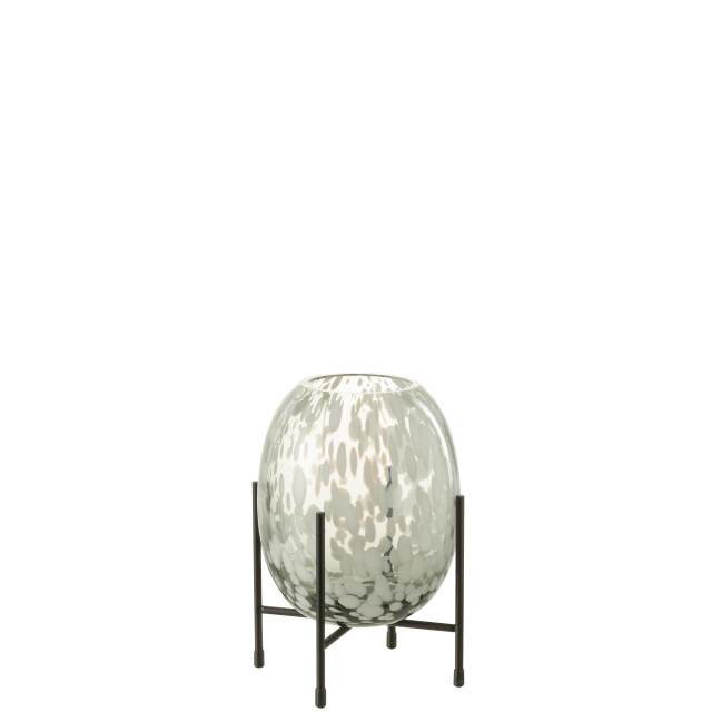 J-Line vaas op voet spikkel glas /wit small 14x14x22cm 2997599 large