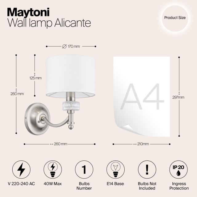 Maytoni wandlamp alicante nikkel 2994124 large