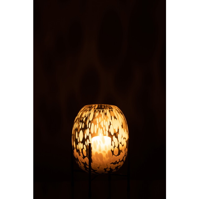 J-Line vaas op voet spikkel glas /wit small 14x14x22cm 2997599 large
