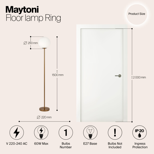 Maytoni vloerlamp ring messing Ø25 2993952 large