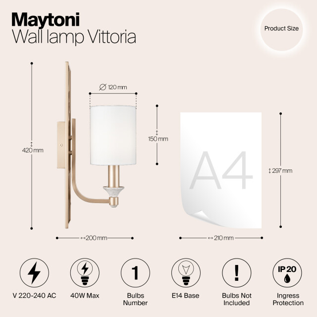 Maytoni wandlamp vittoria crème met 2994155 large
