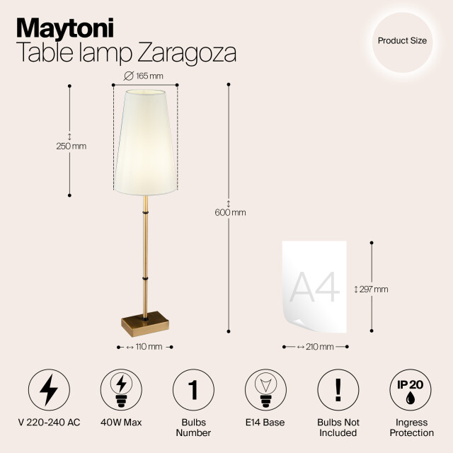 Maytoni kroonluchter zaragoza messing Ø78 3004324 large