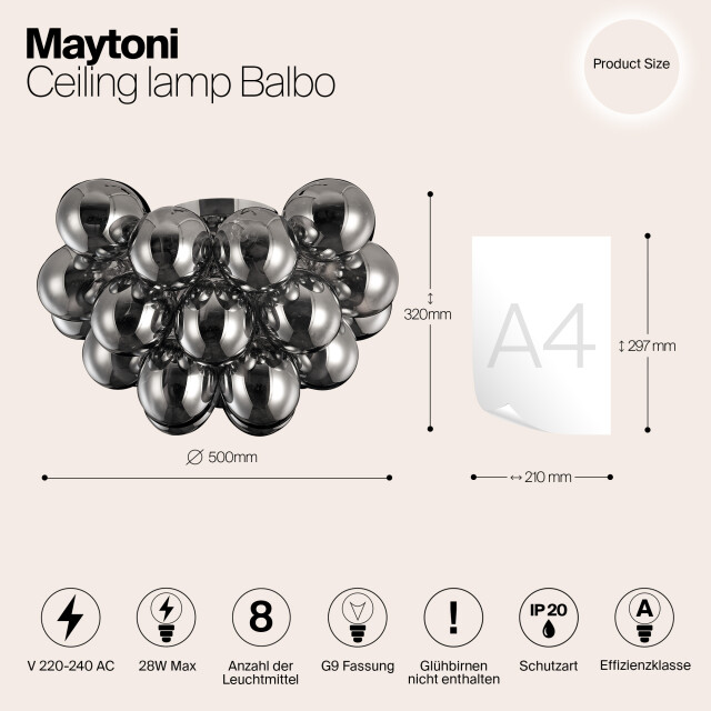 Maytoni plafondlamp balbo nikkel Ø50 3173356 large