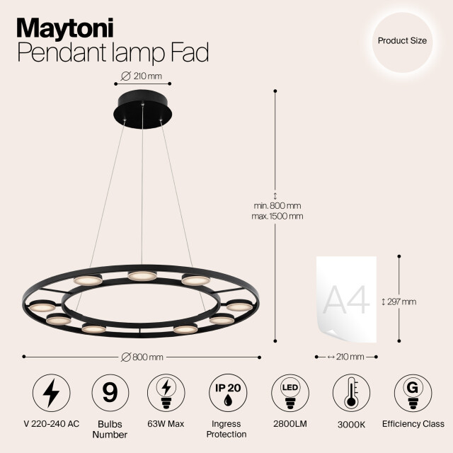 Maytoni hanglamp fad - Ø80 2994190 large