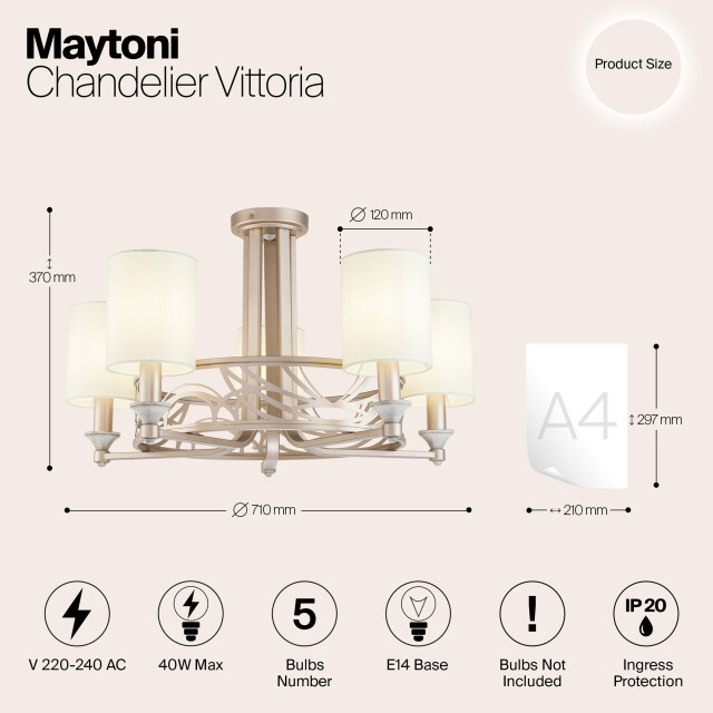 Maytoni kroonluchter vittoria crème met Ø71 3004326 large