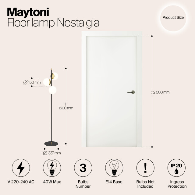 Maytoni vloerlamp nostalgia - Ø37,7 2993909 large