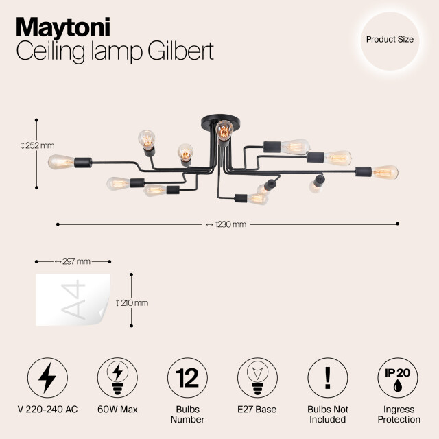 Maytoni plafondlamp gilbert - 3173375 large