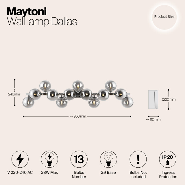 Maytoni wandlamp dallas chroom 2993993 large