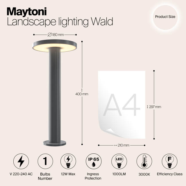 Maytoni Outdoor landschapsverlichting wald grafiet Ø18 3004547 large