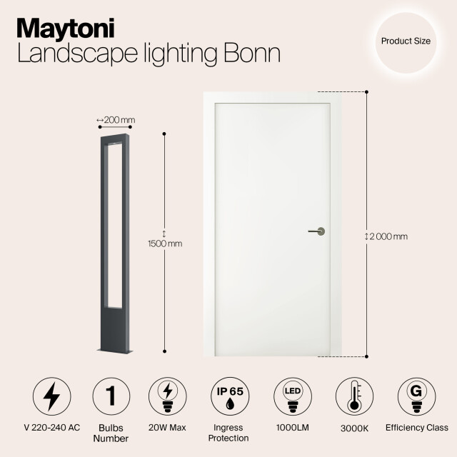 Maytoni Outdoor landschapsverlichting bonn grafiet 3004412 large