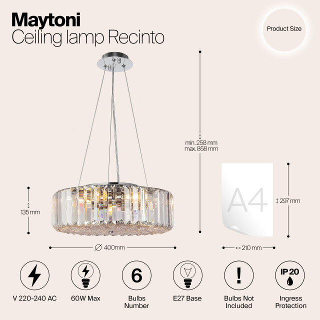 Maytoni plafondlamp recinto chroom Ø40 3173331 large