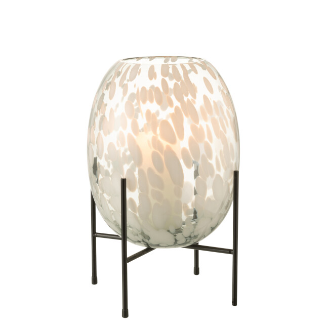 J-Line vaas op voet spikkel glas /wit large 23x23x37cm 2997601 large