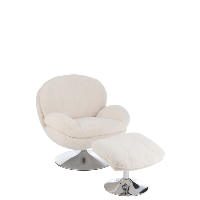 J-Line relax zetel+ voetbank metaal/multiplex creme/zilver 88.5x83.5x83.5cm 3002361 large
