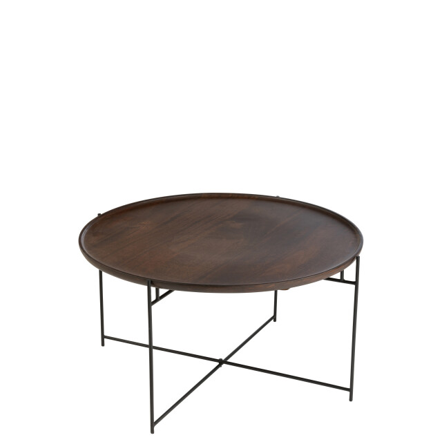 J-Line tafel rond ijzer/mangohout /zwart 80x80x42cm 3004122 large