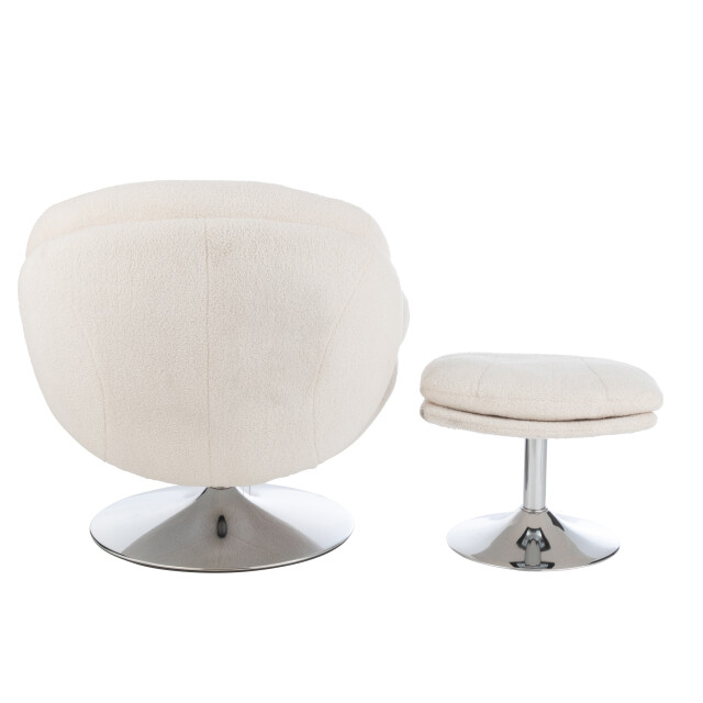 J-Line relax zetel+ voetbank metaal/multiplex creme/zilver 88.5x83.5x83.5cm 3002361 large