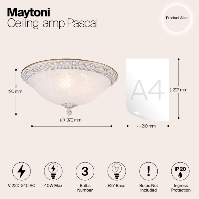 Maytoni plafondlamp pascal met goud Ø35 3173372 large