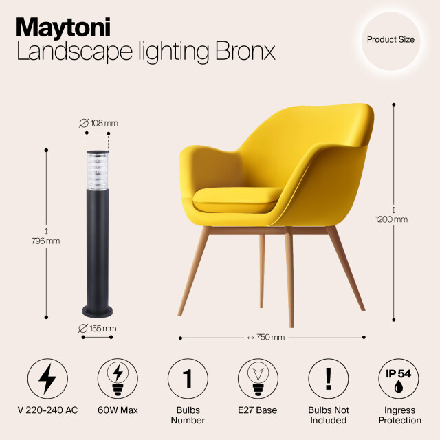 Maytoni Outdoor landschapsverlichting bronx - Ø15,5 3004598 large
