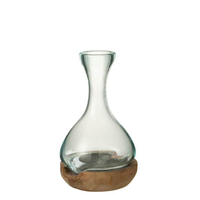 J-Line vaas fles gamal hout/glas natuur/ small 19x21x29cm 2998285 large