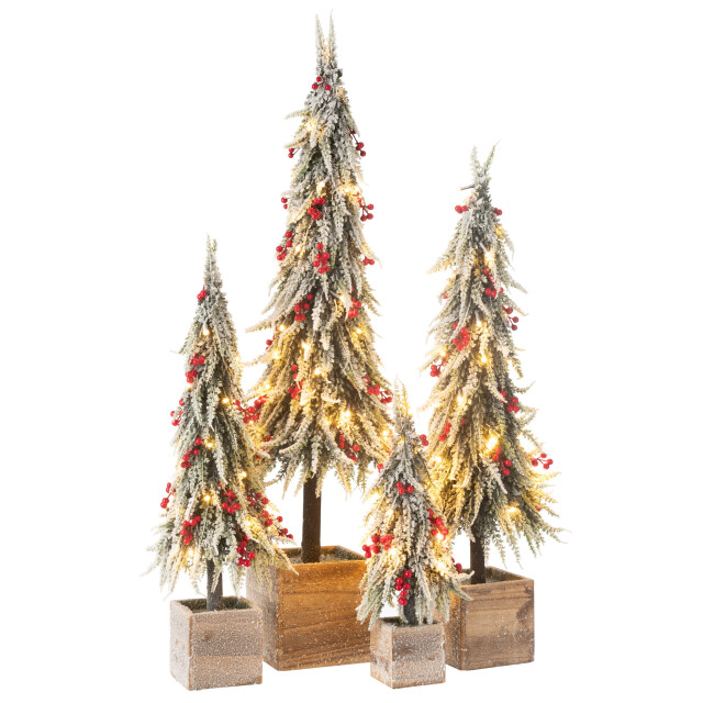 J-Line kerstboom+led kunststof sneeuw groen/ extra large 22x22x95cm 3010043 large