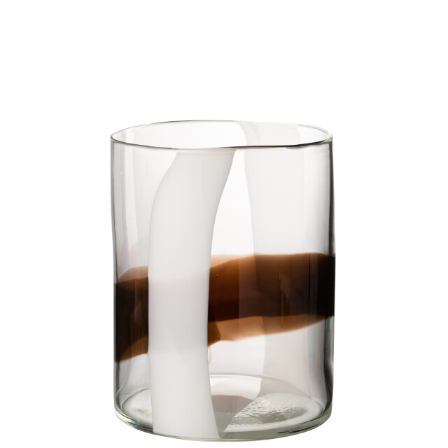 J-Line vaas iggy glas wit/bruin small 20x20x27cm 2997823 large