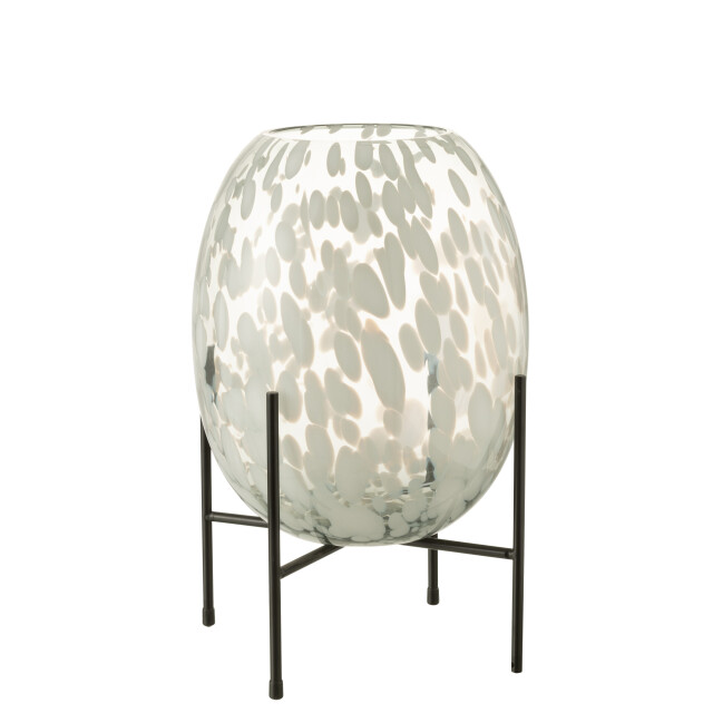 J-Line vaas op voet spikkel glas /wit large 23x23x37cm 2997601 large
