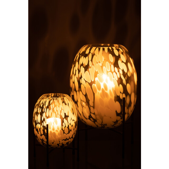 J-Line vaas op voet spikkel glas /wit large 23x23x37cm 2997601 large