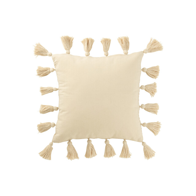 J-Line kussen gewoven kwasten katoen 45x45x15cm 3002484 large