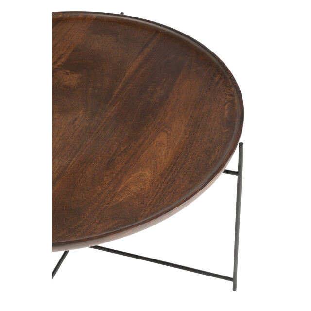J-Line tafel rond ijzer/mangohout /zwart 80x80x42cm 3004122 large