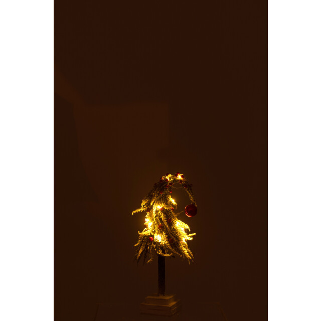 J-Line kerstboom muts+led kunststof sneeuw groen/ small 15x15x45cm 3010065 large