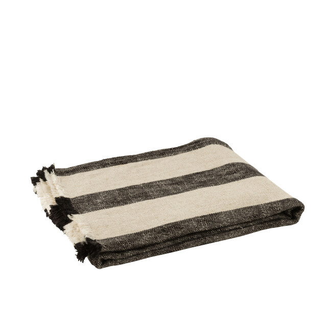 J-Line jete le lit lignes lin beige 171x126.5x1cm 3001388 large